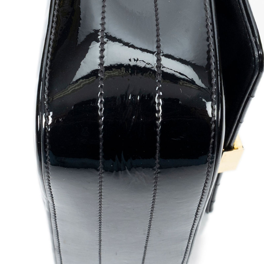 Saint Laurent Small Vicky Chain Crossbody Black Matelasse Wrinkled Patent — view 8