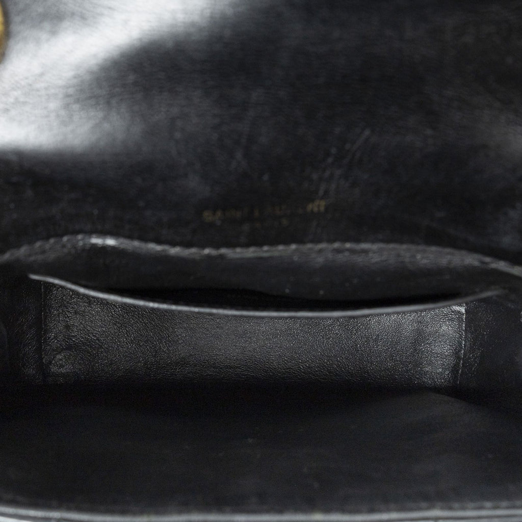 Saint Laurent Small Vicky Chain Crossbody Black Matelasse Wrinkled Patent — view 9