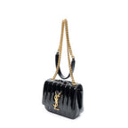 Saint Laurent Small Vicky Chain Crossbody Black Matelasse Wrinkled Patent — view 2