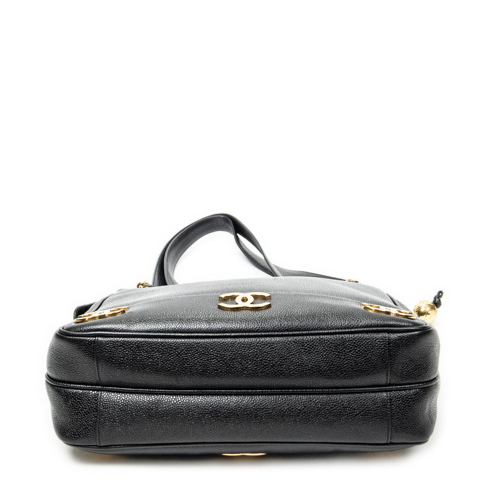 Chanel Triple CC Chain Tote Black Caviar Leather — view 6