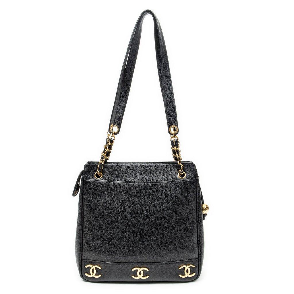 Chanel Triple CC Chain Tote Black Caviar Leather — view 5