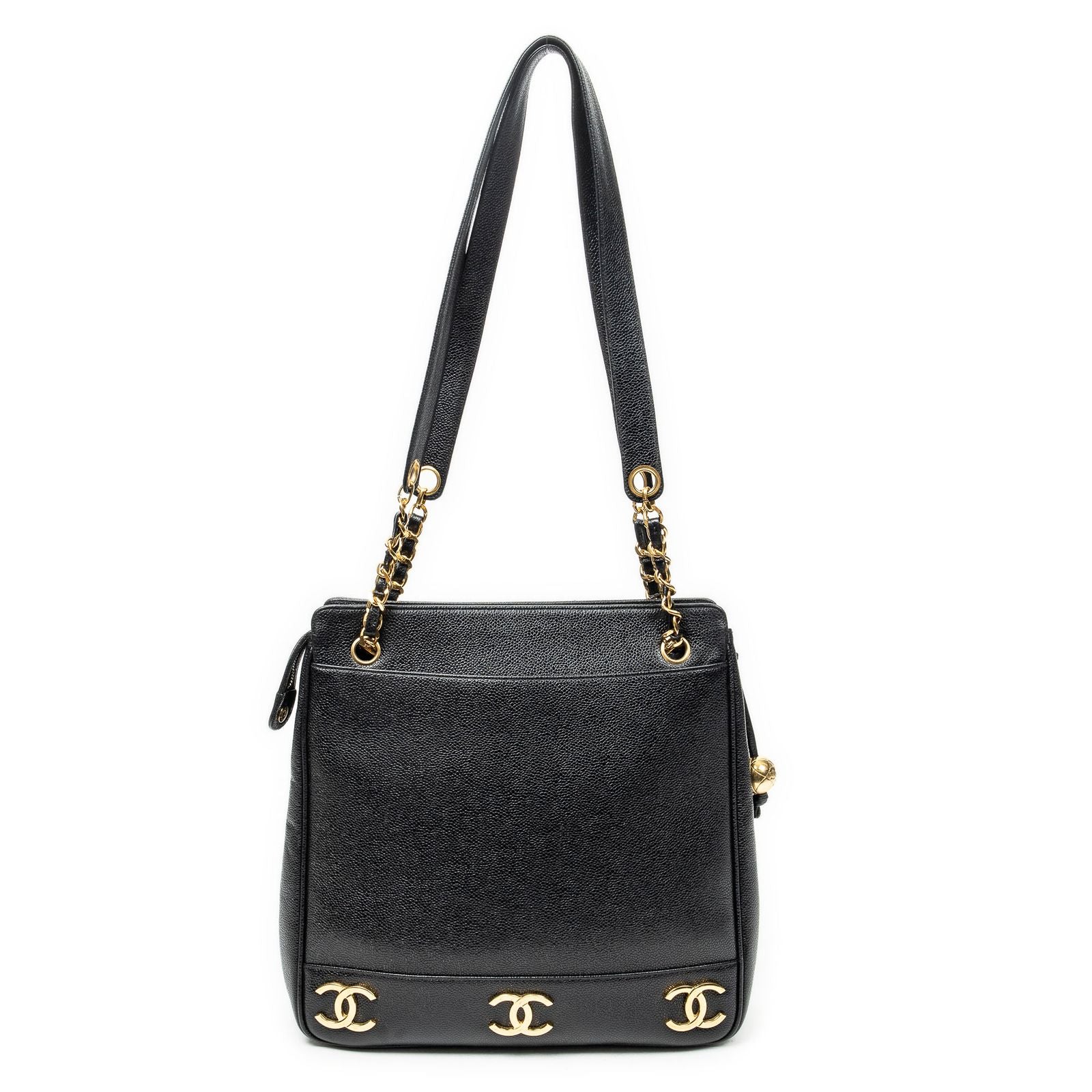 Chanel Triple CC Chain Tote Black Caviar Leather — view 5