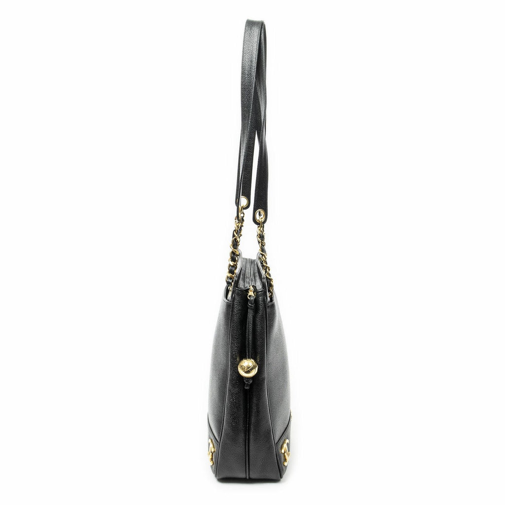 Chanel Triple CC Chain Tote Black Caviar Leather — view 4