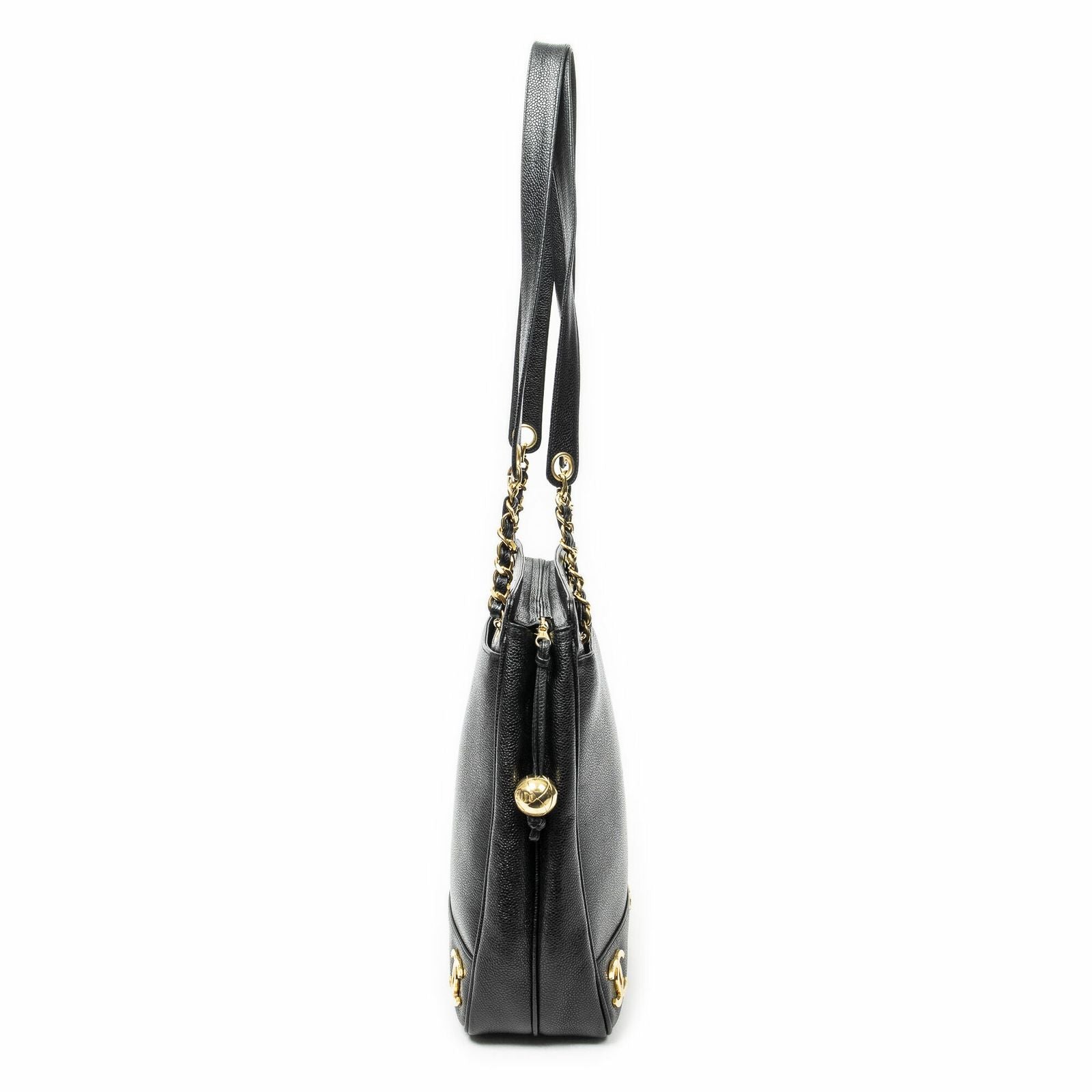 Chanel Triple CC Chain Tote Black Caviar Leather — view 4