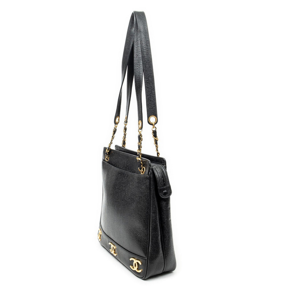 Chanel Triple CC Chain Tote Black Caviar Leather — view 2