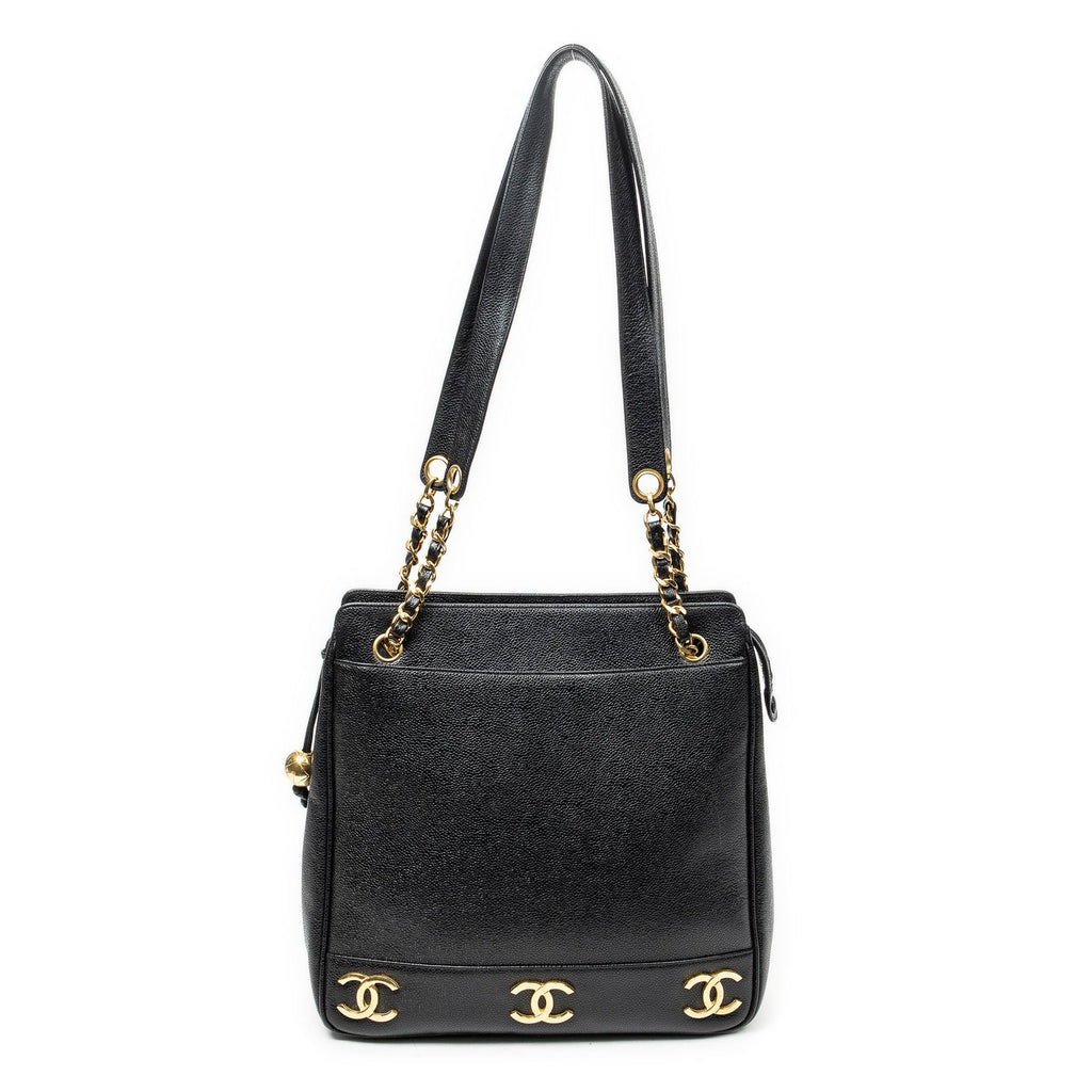 Chanel Triple CC Chain Tote Black Caviar Leather