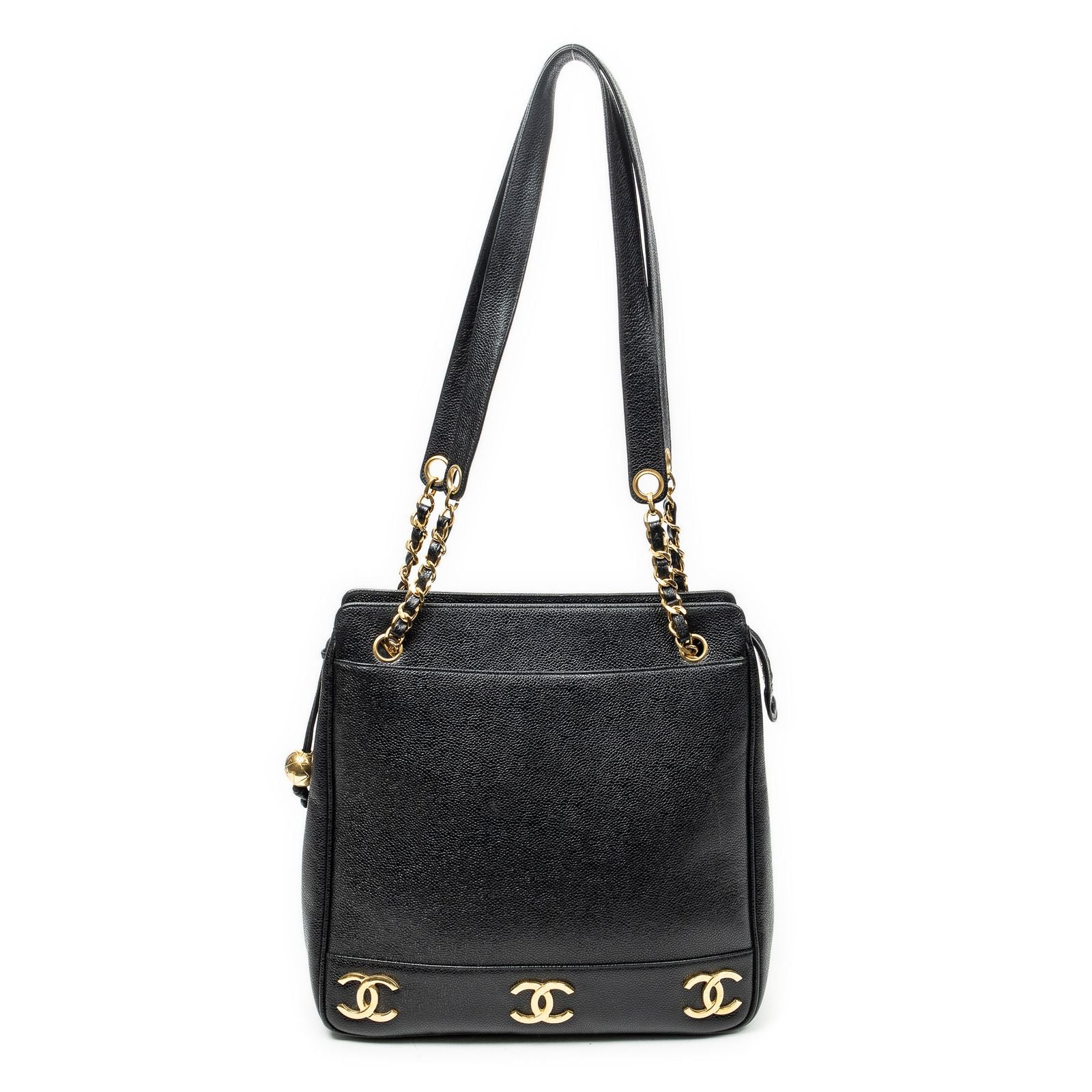 Chanel Triple CC Chain Tote Black Caviar Leather