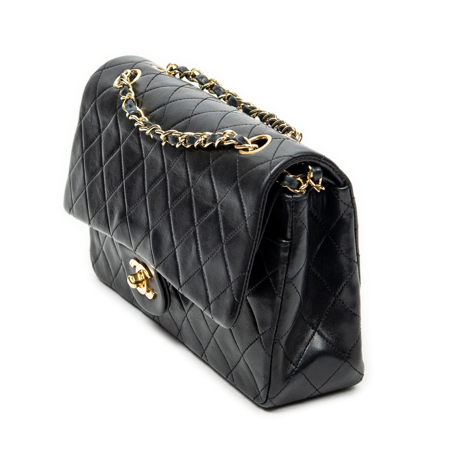 Chanel Quilted Double Flap Black Lambskin Leather — view 2