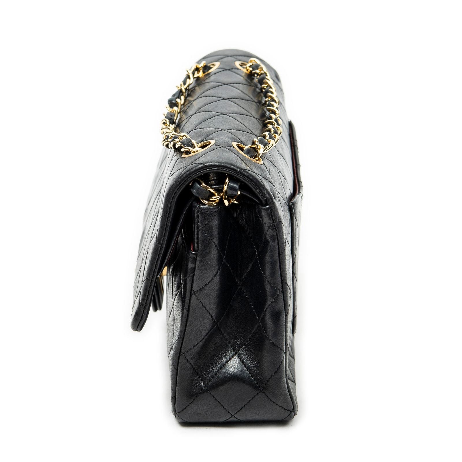 Chanel Quilted Double Flap Black Lambskin Leather — view 3