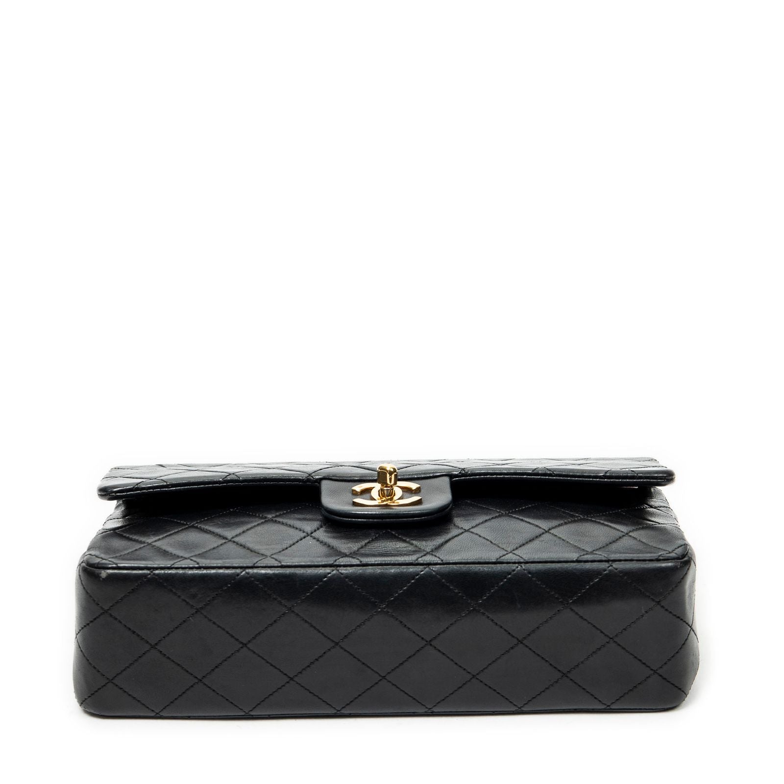 Chanel Quilted Double Flap Black Lambskin Leather — view 6
