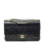 Chanel Quilted Double Flap Black Lambskin Leather