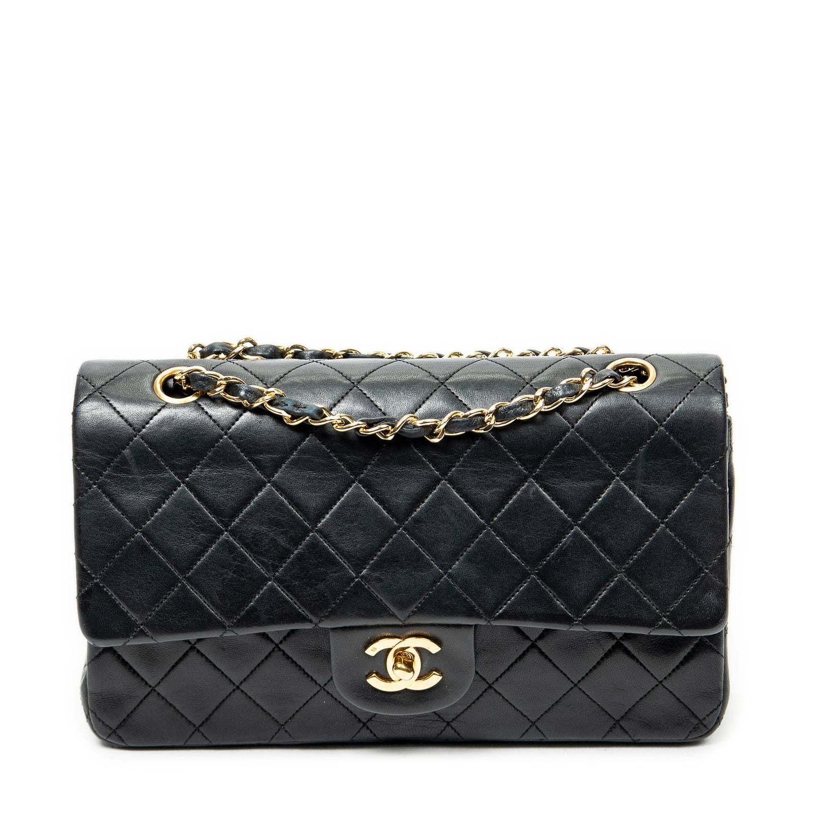 Chanel Quilted Double Flap Black Lambskin Leather