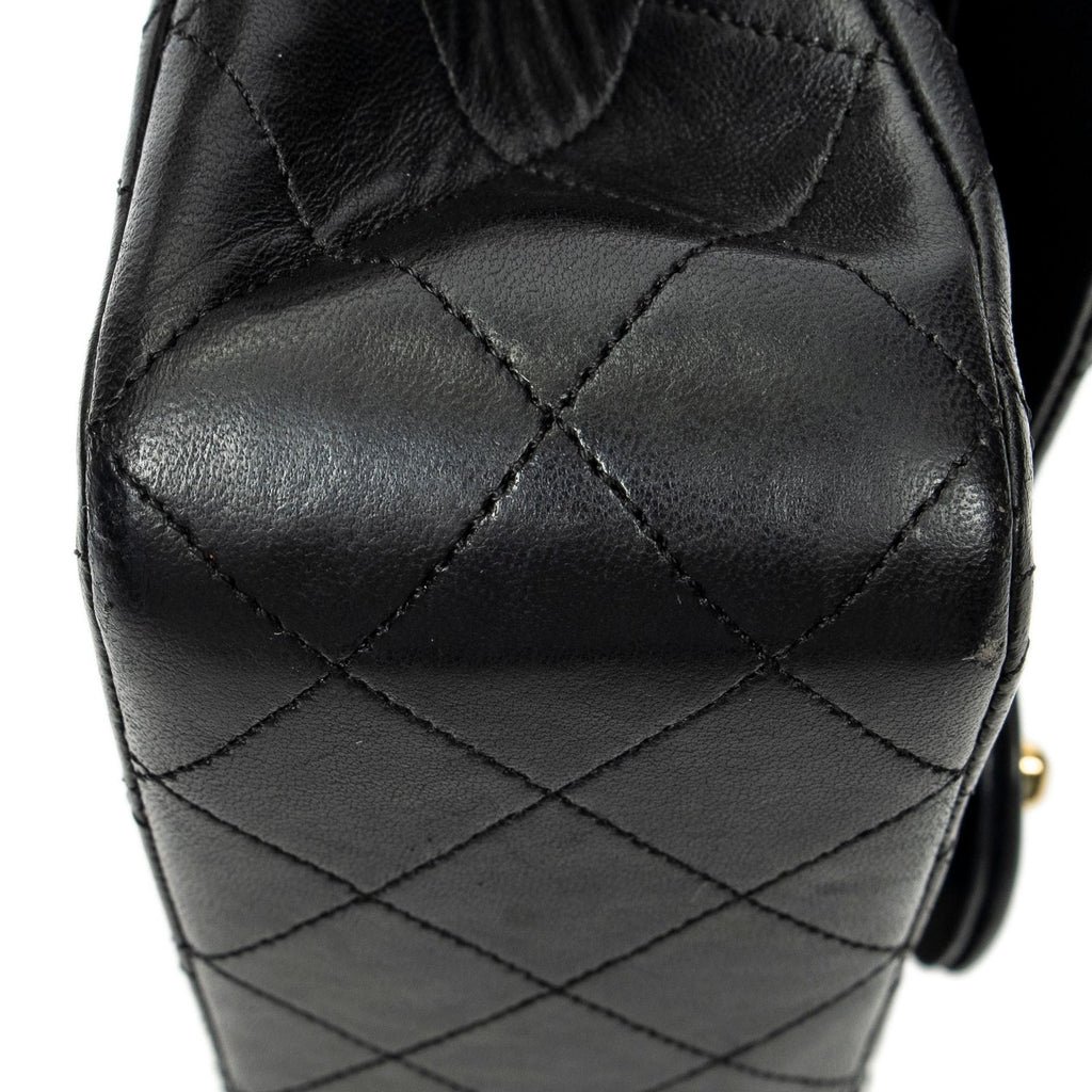 Chanel Quilted Double Flap Black Lambskin Leather — view 7