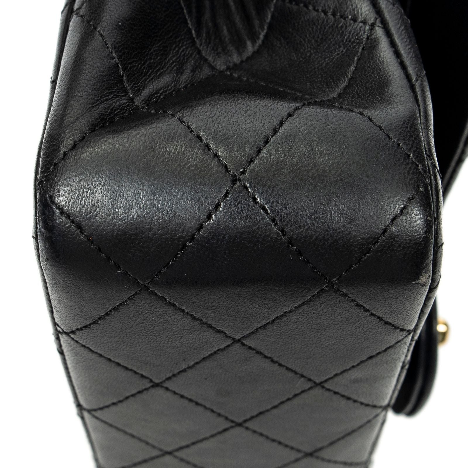 Chanel Quilted Double Flap Black Lambskin Leather — view 7