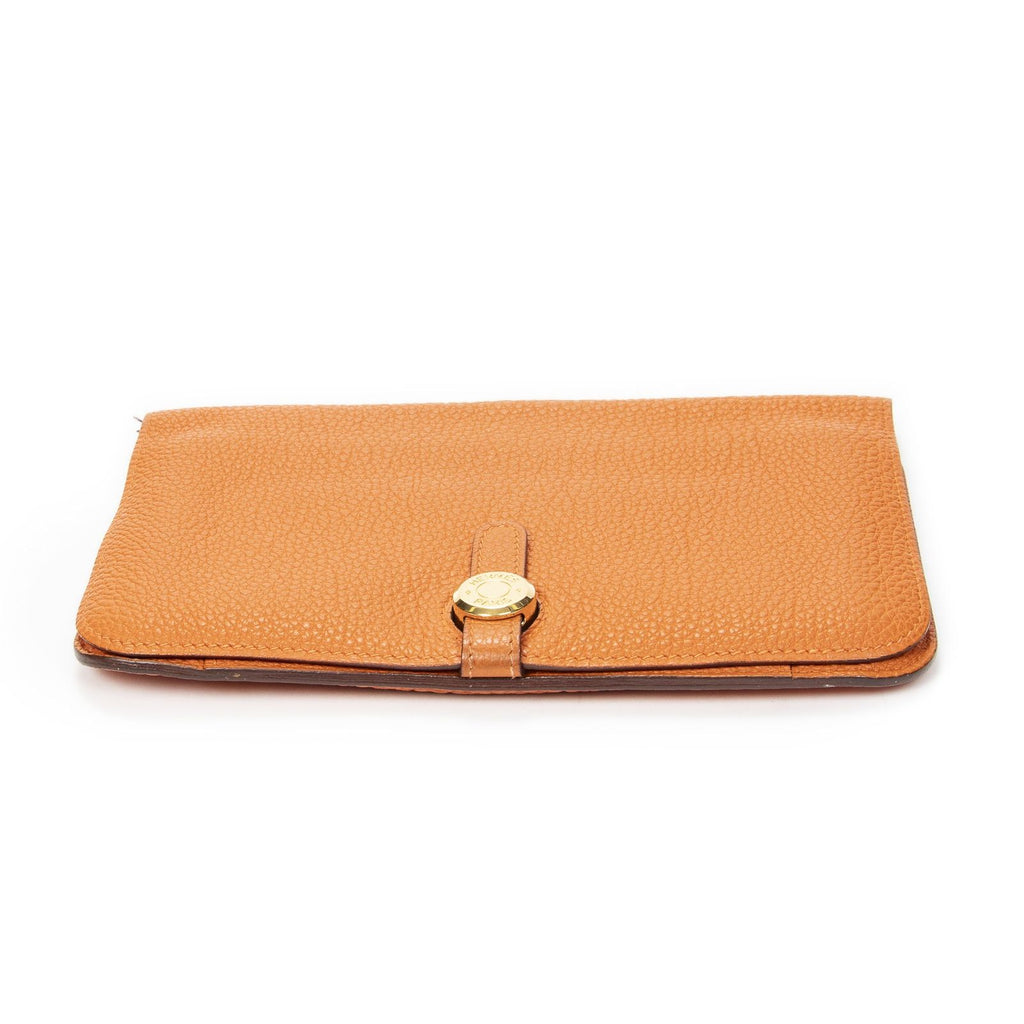 Hermes Dogon Wallet Orange Clemence Leather — view 3