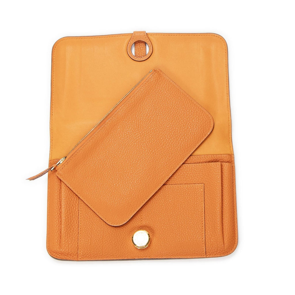Hermes Dogon Wallet Orange Clemence Leather — view 4