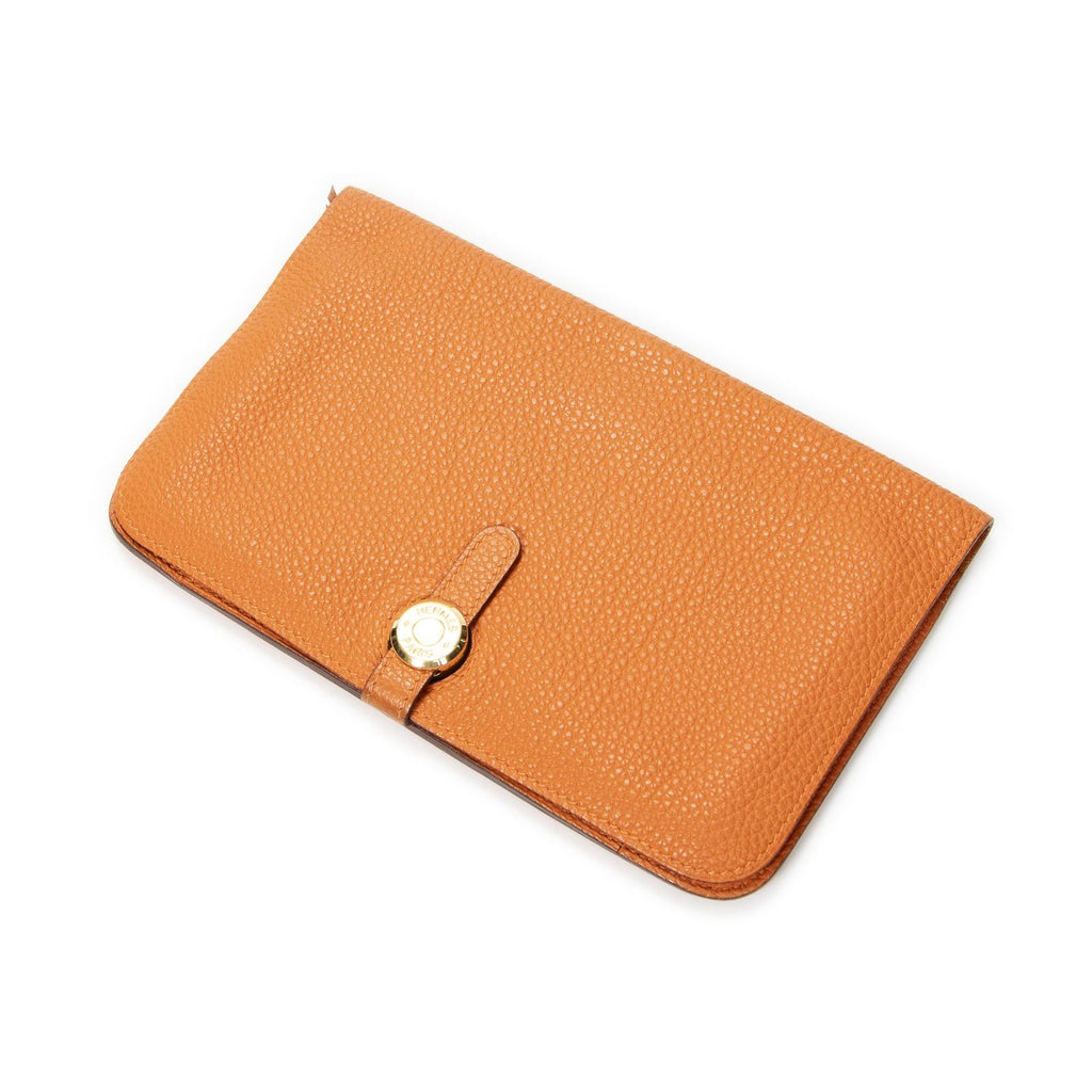 Hermes Dogon Wallet Orange Clemence Leather