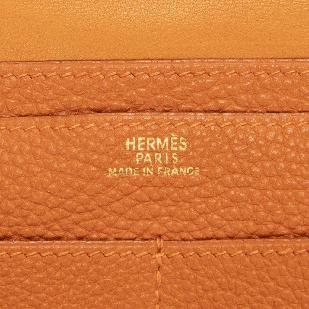 Hermes Dogon Wallet Orange Clemence Leather — view 5