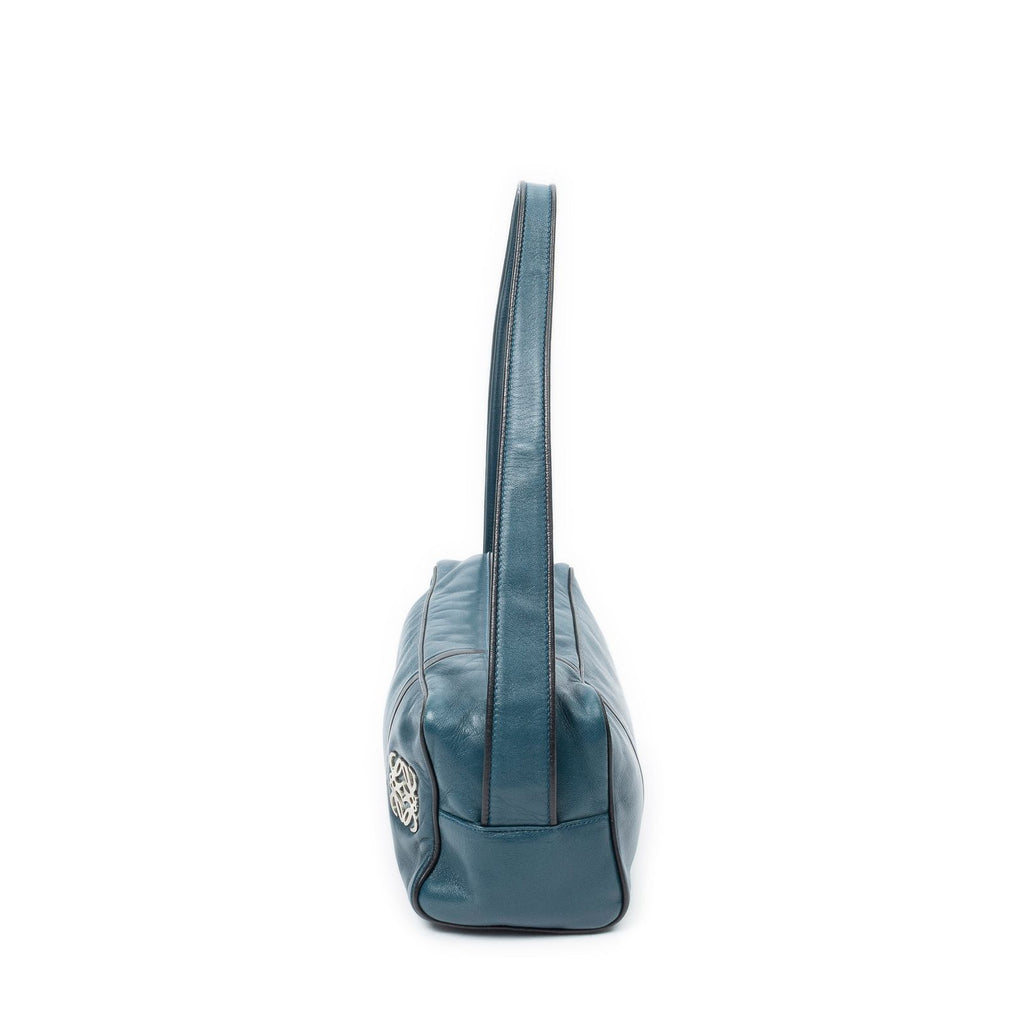 Loewerectangular Shoulder Boston Teal Calfskin Leather — view 3