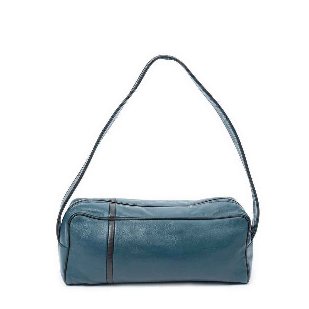 Loewerectangular Shoulder Boston Teal Calfskin Leather — view 5