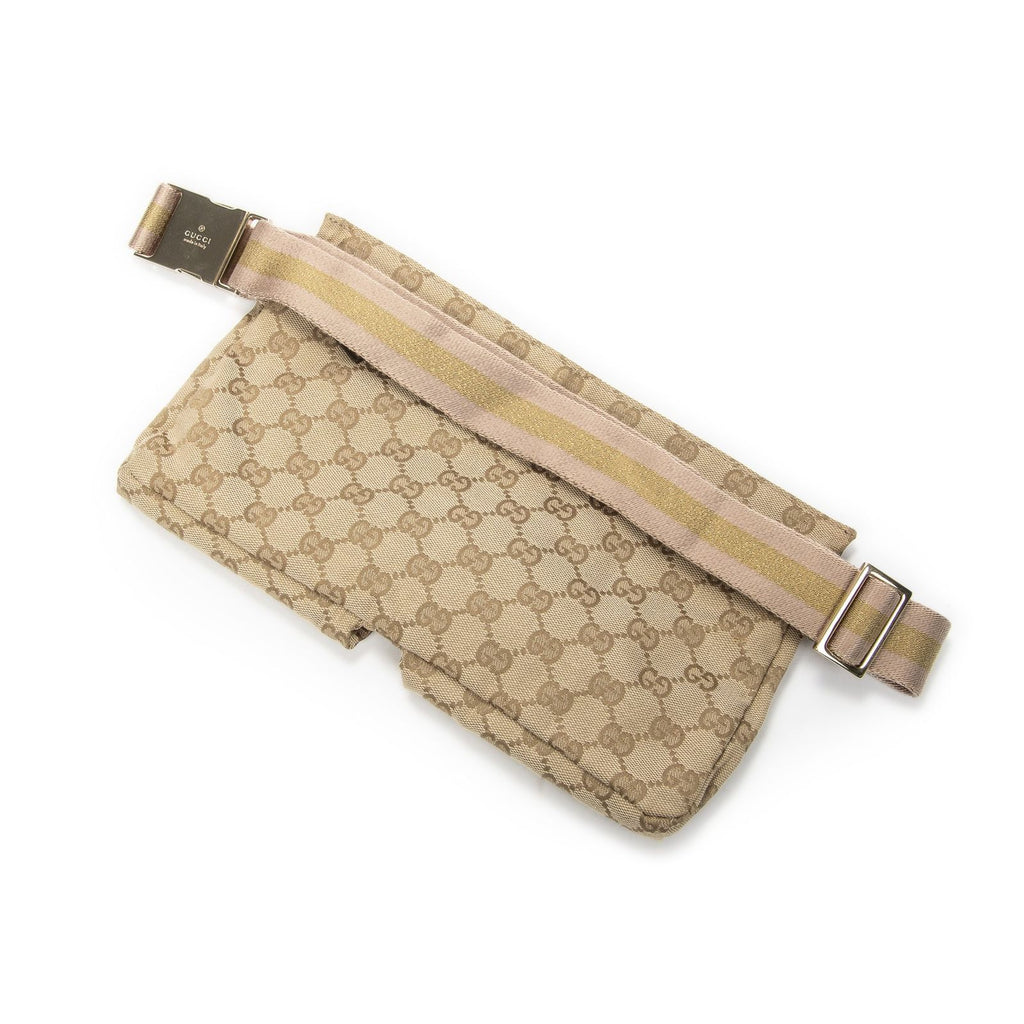 Gucci Waist Pouch Beige Gold GG Canvas — view 2