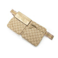 Gucci Waist Pouch Beige Gold GG Canvas