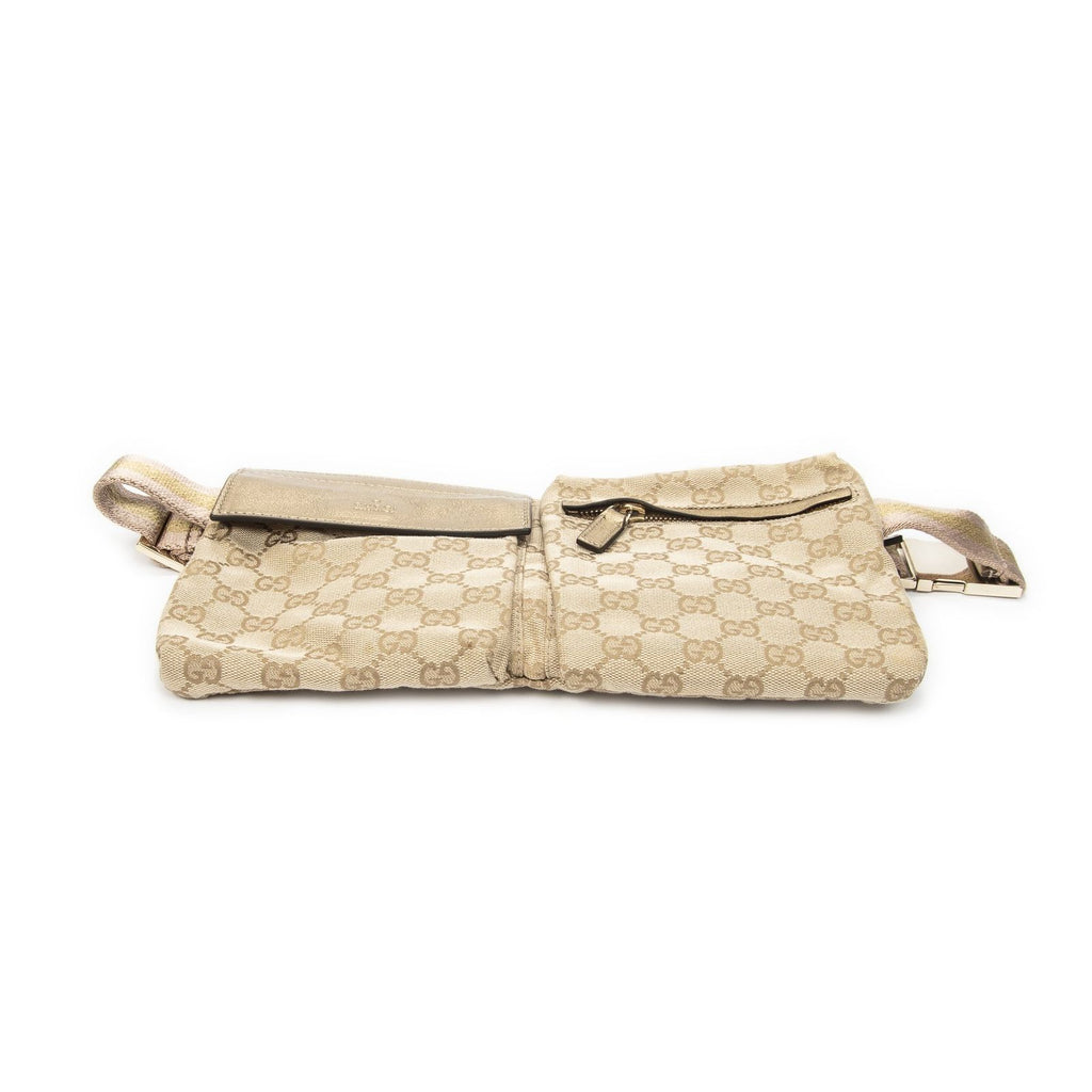 Gucci Waist Pouch Beige Gold GG Canvas — view 3