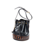 Saint Laurent Cutout Bucket Crossbody Black Brown Leather — view 2