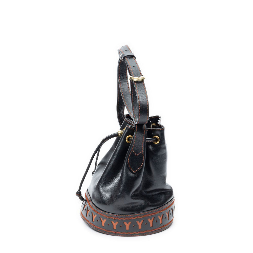 Saint Laurent Cutout Bucket Crossbody Black Brown Leather — view 3