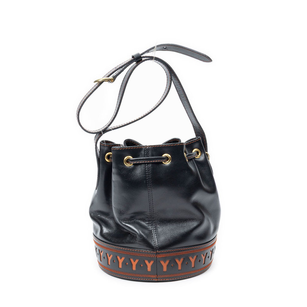 Saint Laurent Cutout Bucket Crossbody Black Brown Leather — view 5