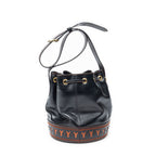 Saint Laurent Cutout Bucket Crossbody Black Brown Leather — view 5