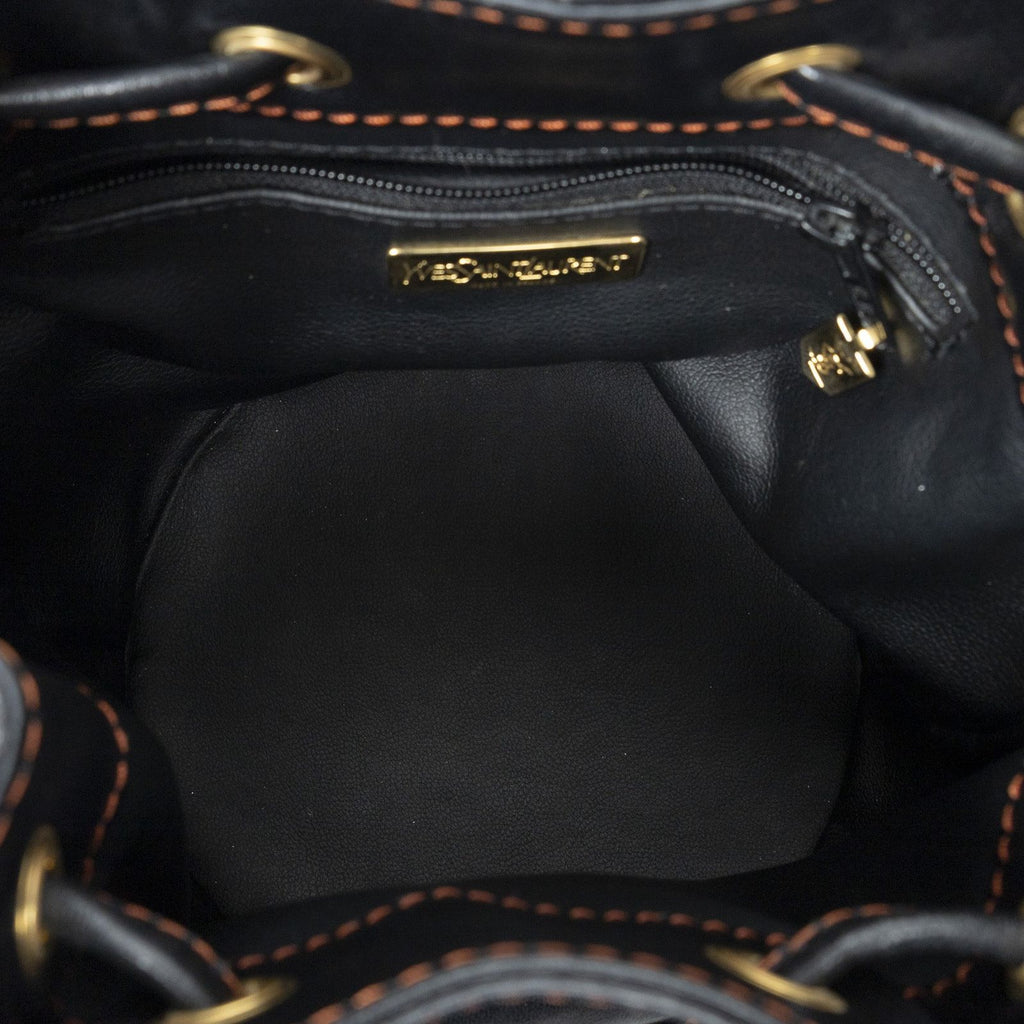 Saint Laurent Cutout Bucket Crossbody Black Brown Leather — view 9