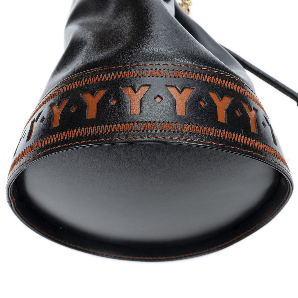 Saint Laurent Cutout Bucket Crossbody Black Brown Leather — view 8