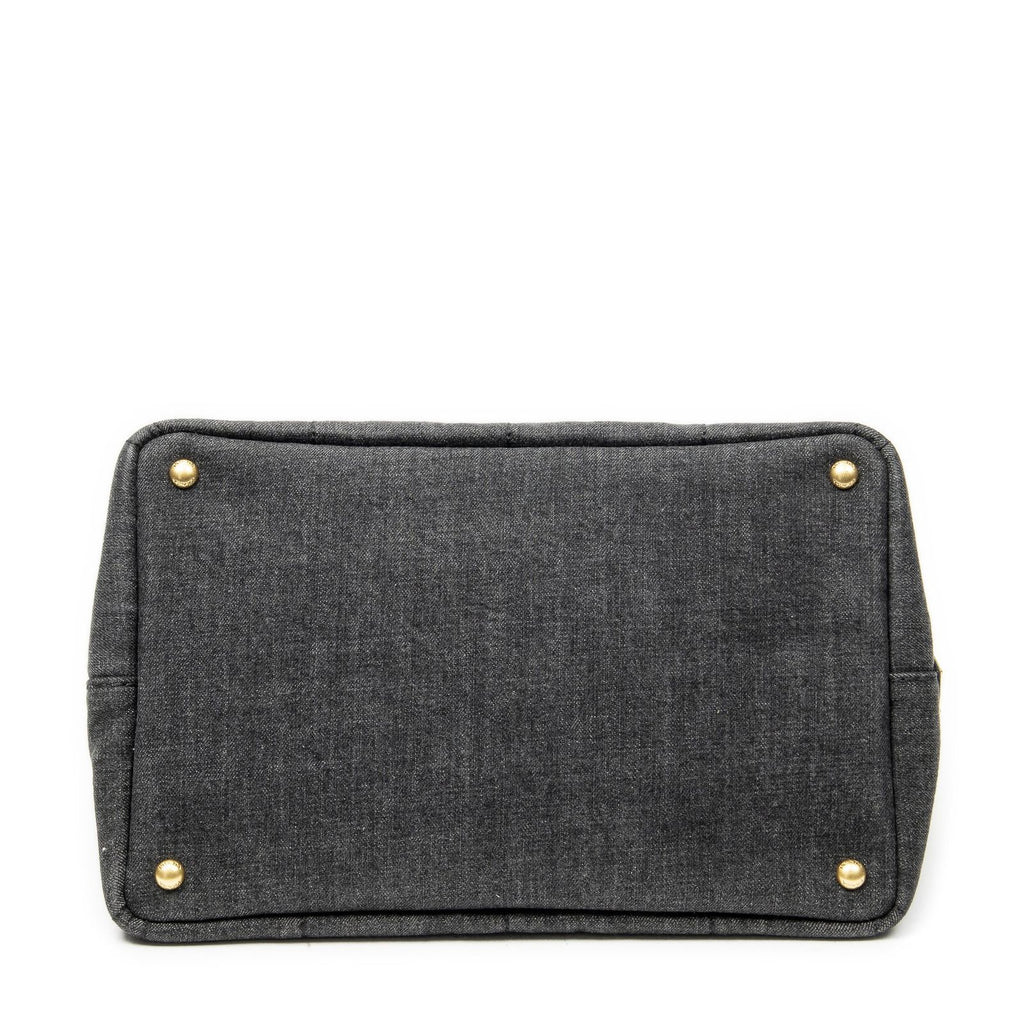 Prada Canapa Tote Gray Denim Canvas — view 6
