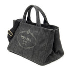 Prada Canapa Tote Gray Denim Canvas — view 2