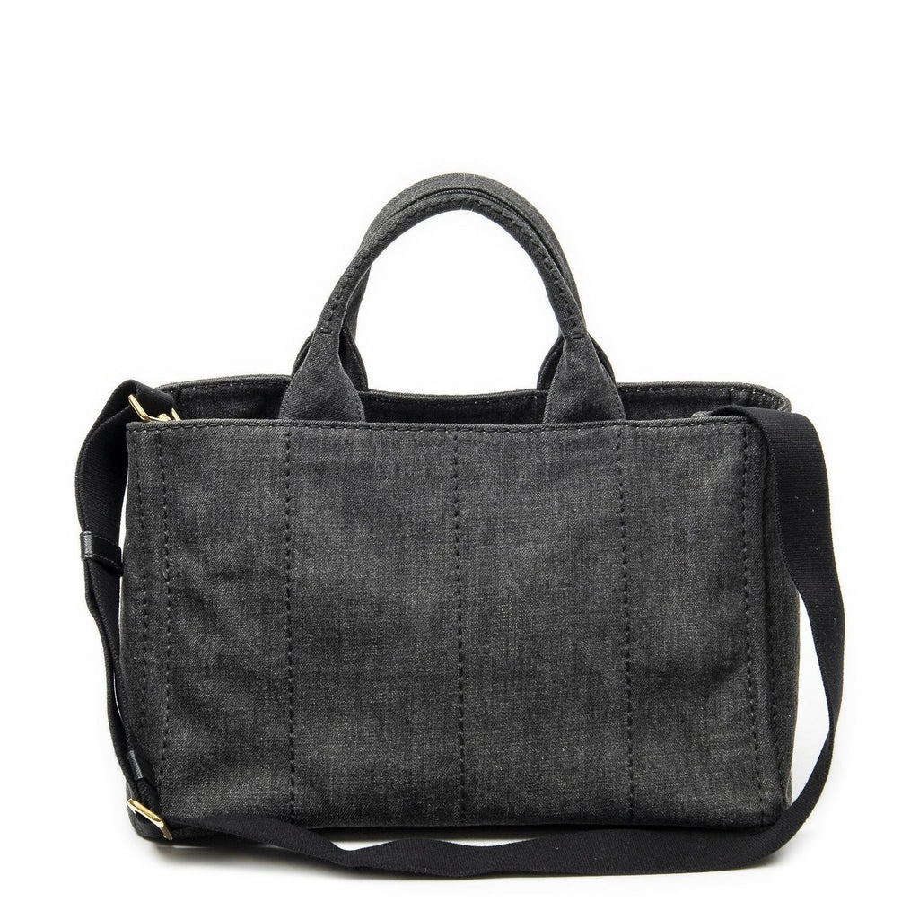 Prada Canapa Tote Gray Denim Canvas — view 5
