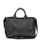 Prada Canapa Tote Gray Denim Canvas — view 5