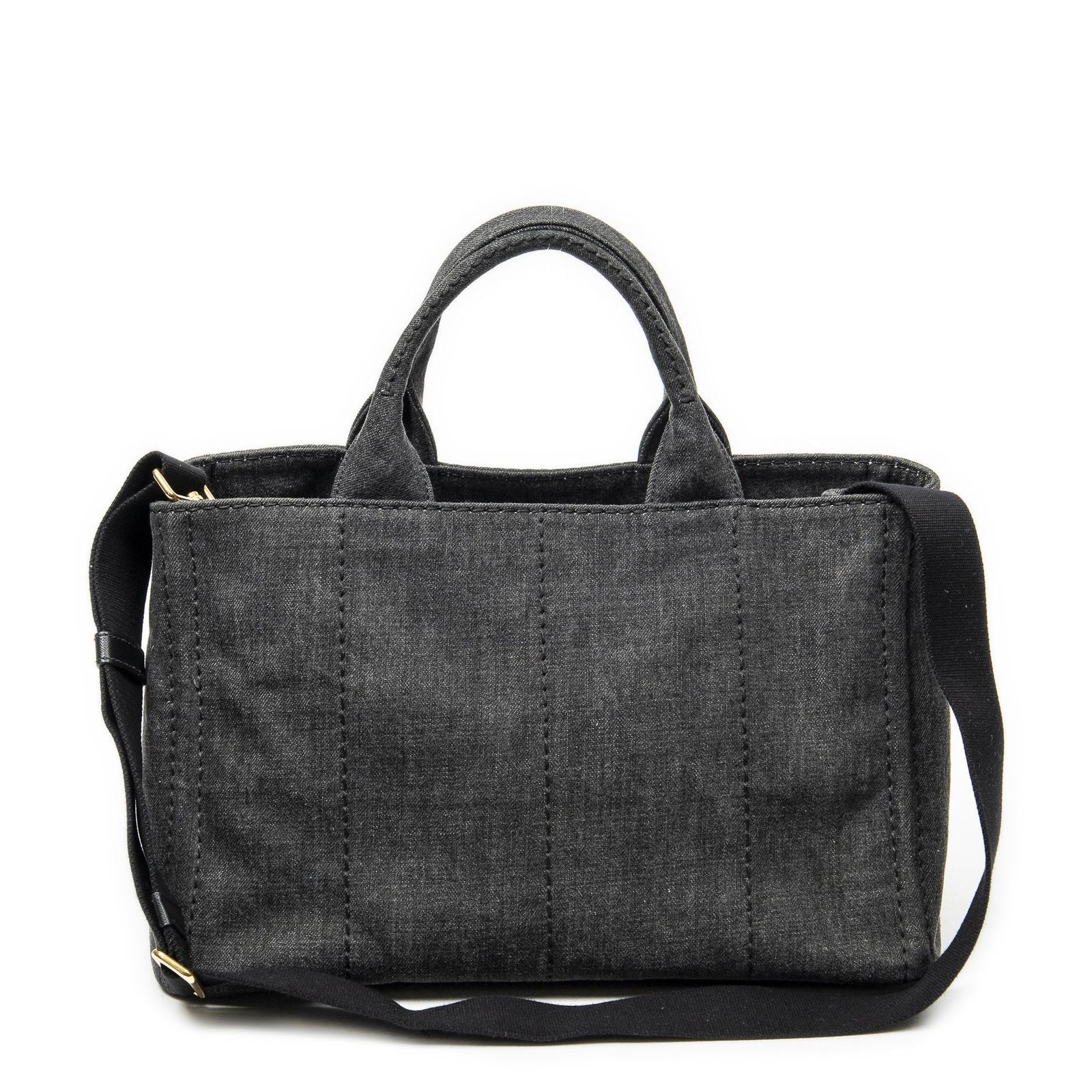 Prada Canapa Tote Gray Denim Canvas — view 5