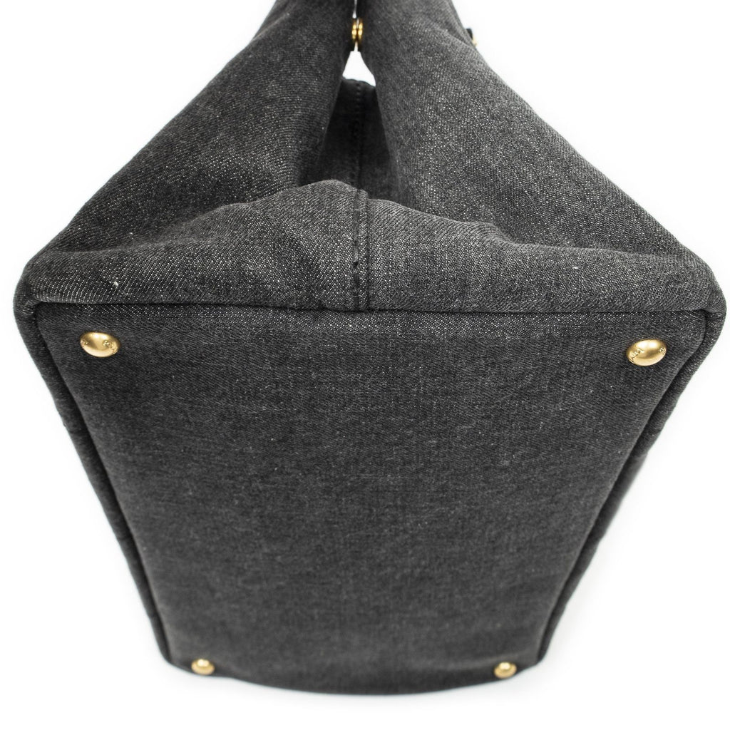 Prada Canapa Tote Gray Denim Canvas — view 7
