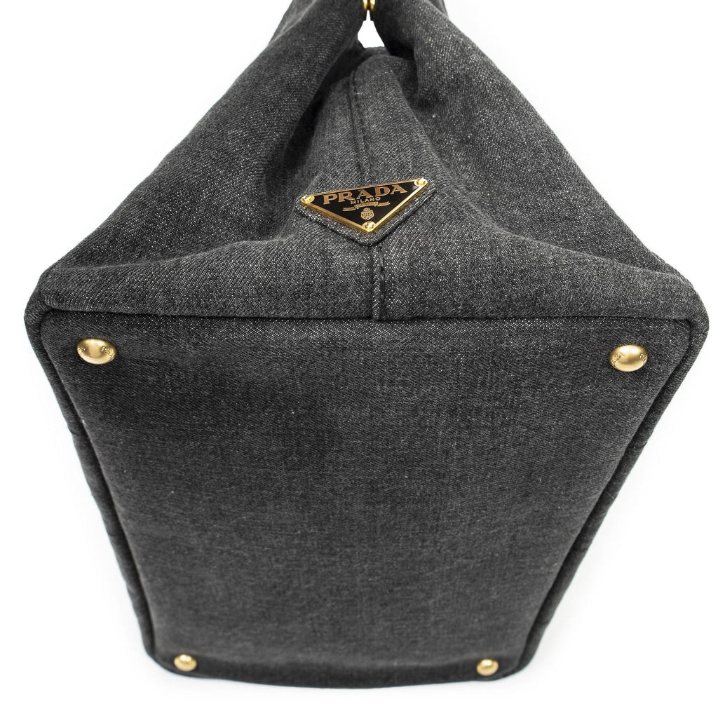 Prada Canapa Tote Gray Denim Canvas — view 8