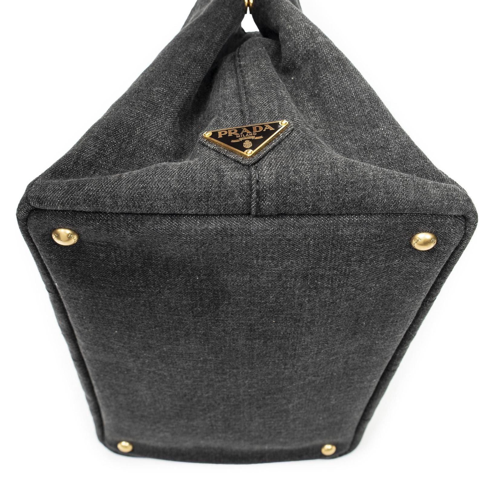 Prada Canapa Tote Gray Denim Canvas — view 8
