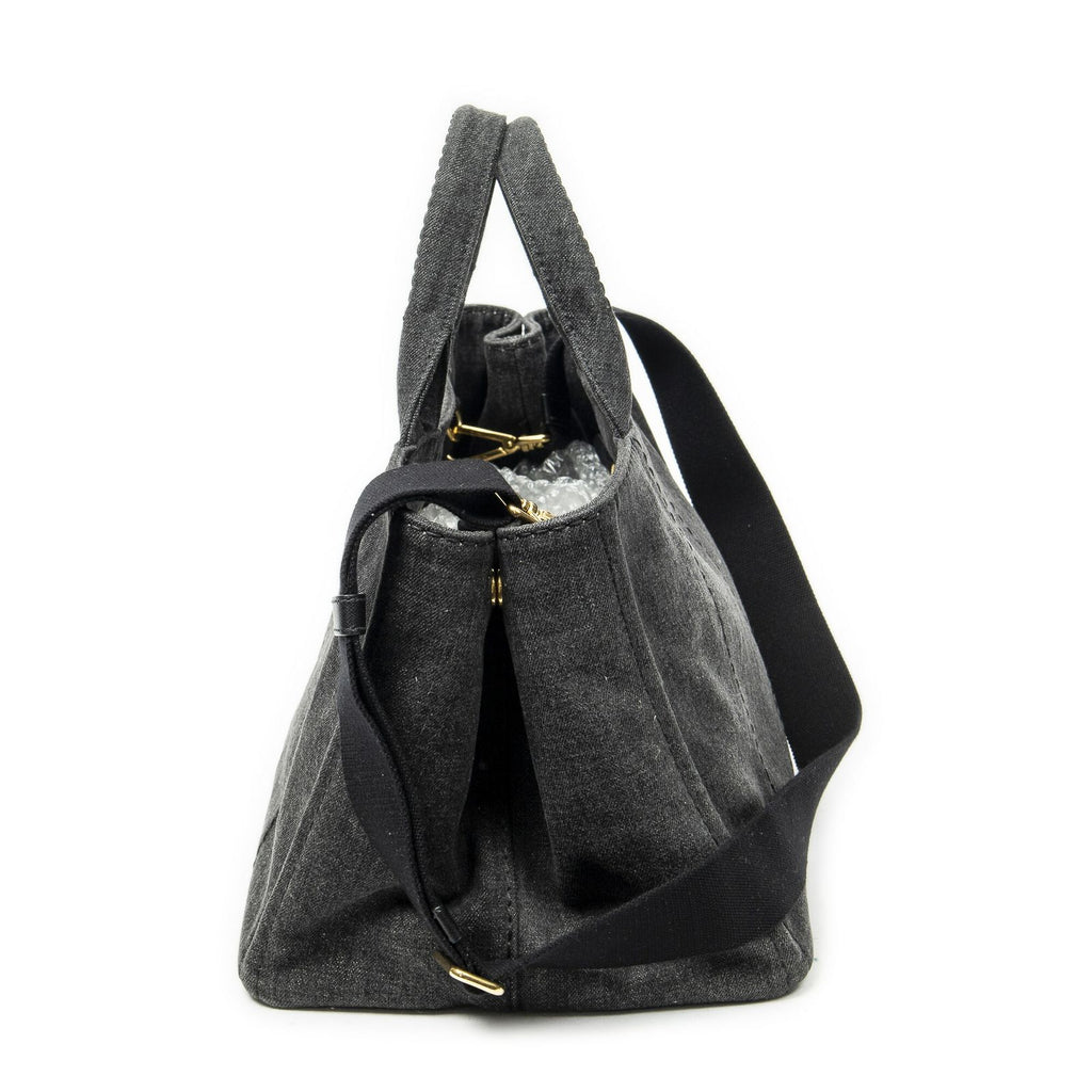 Prada Canapa Tote Gray Denim Canvas — view 3