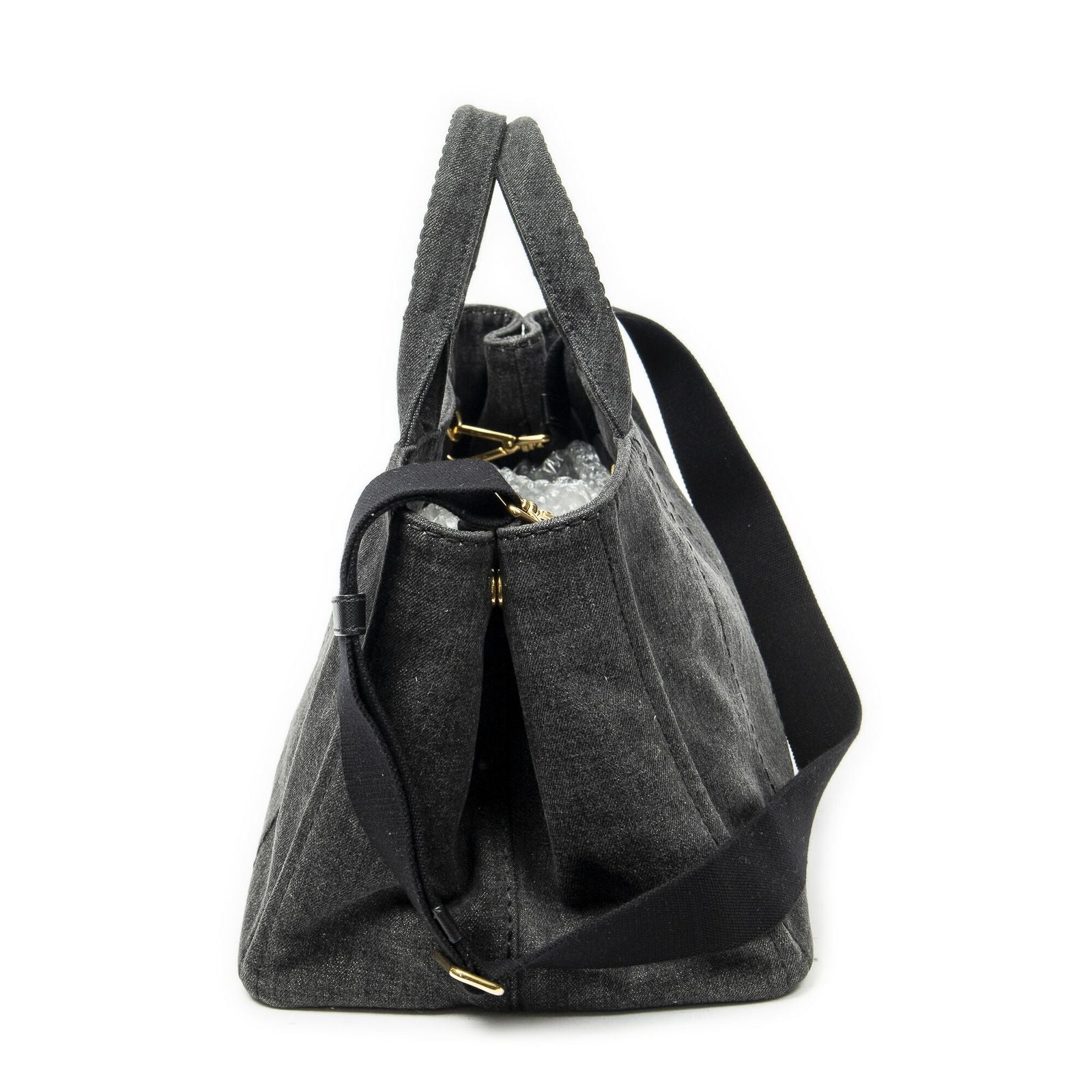 Prada Canapa Tote Gray Denim Canvas — view 3