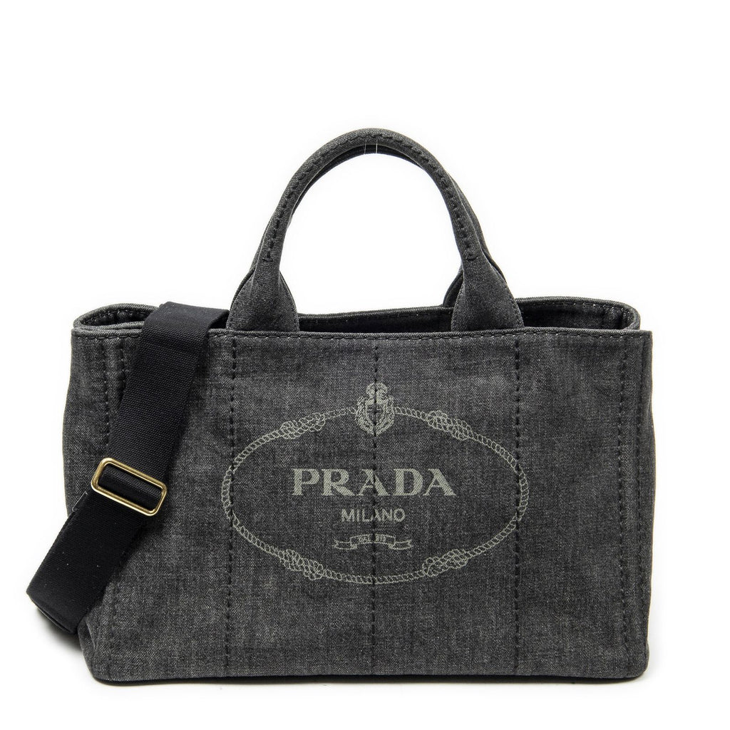 Prada Canapa Tote Gray Denim Canvas