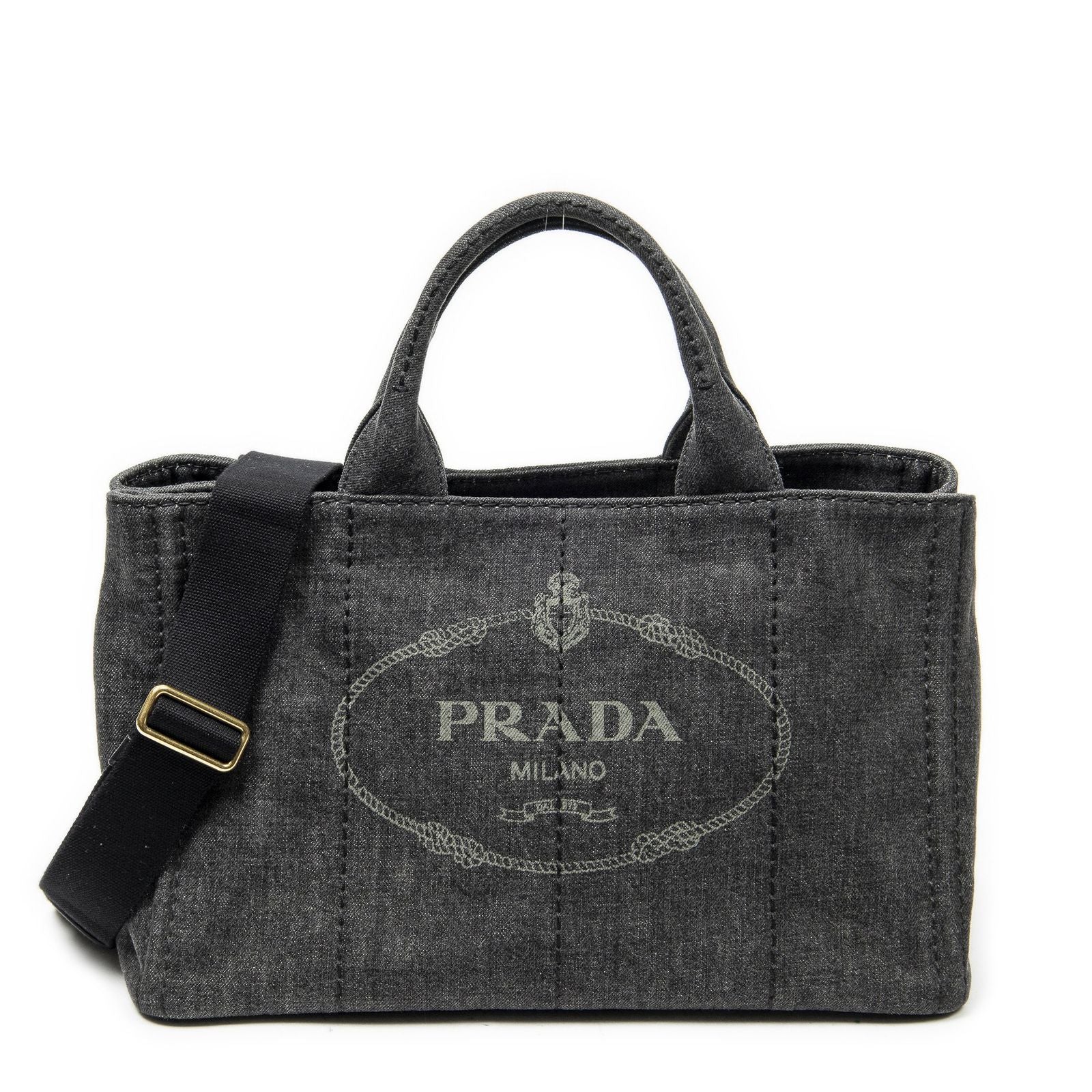 Prada Canapa Tote Gray Denim Canvas