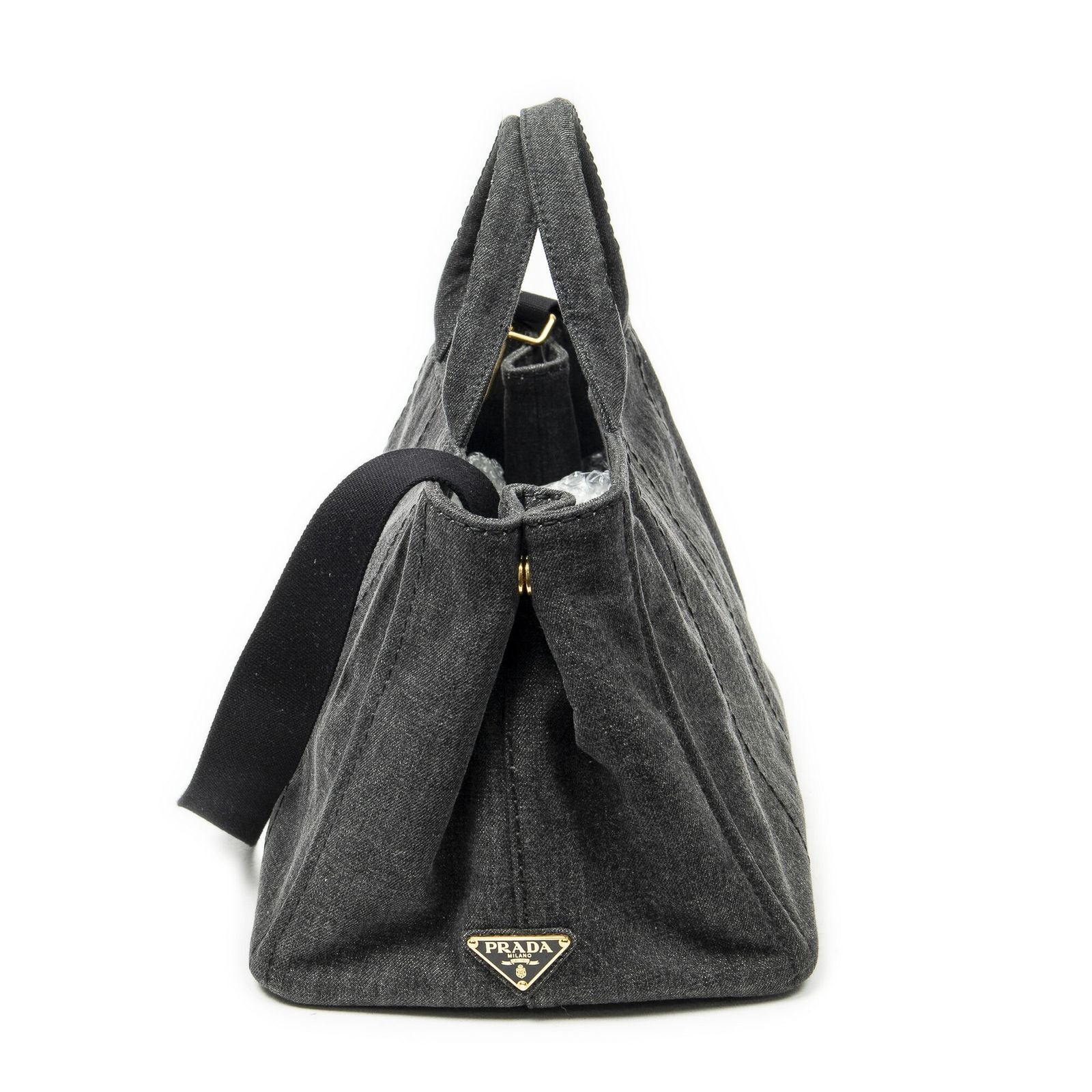 Prada Canapa Tote Gray Denim Canvas — view 4