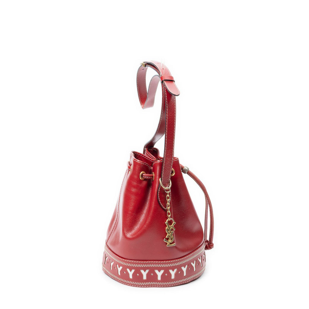 Saint Laurent Cutout Bucket Crossbody Red Leather — view 4