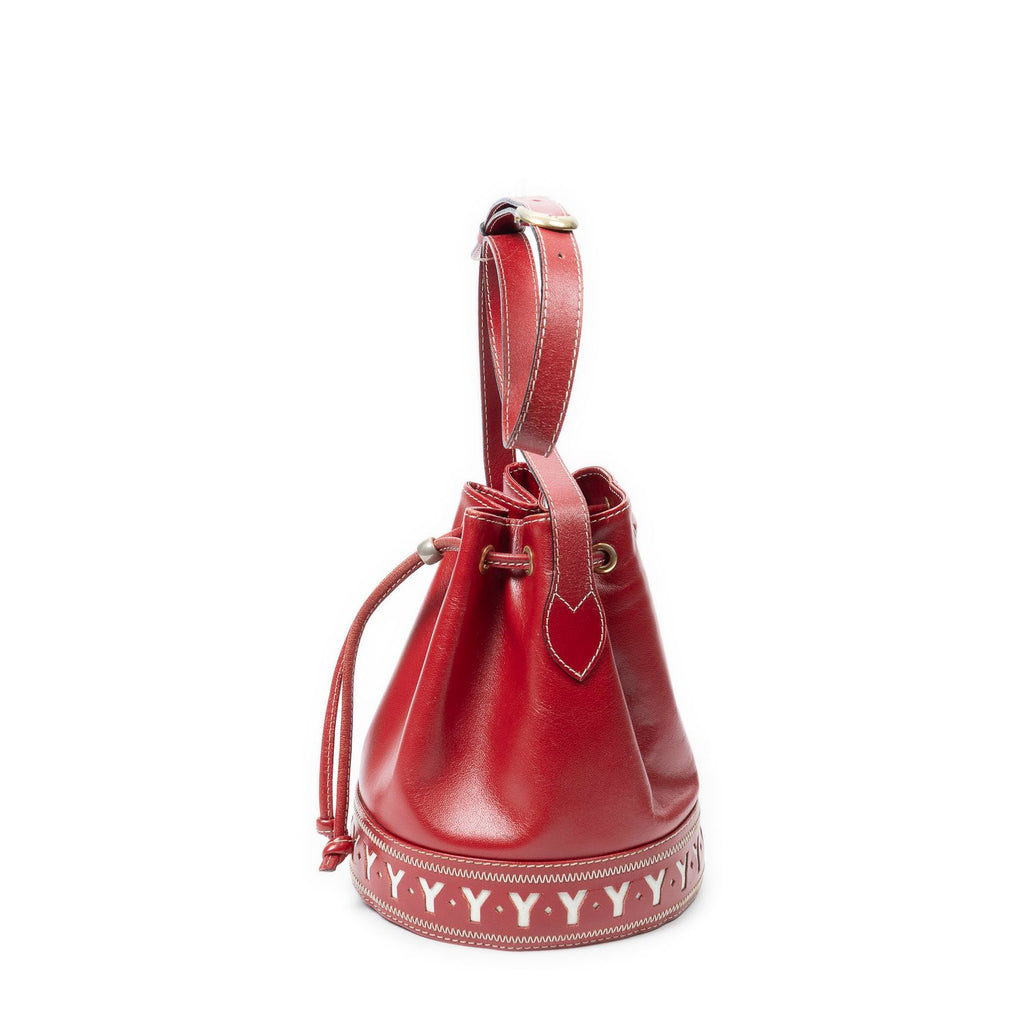 Saint Laurent Cutout Bucket Crossbody Red Leather — view 3