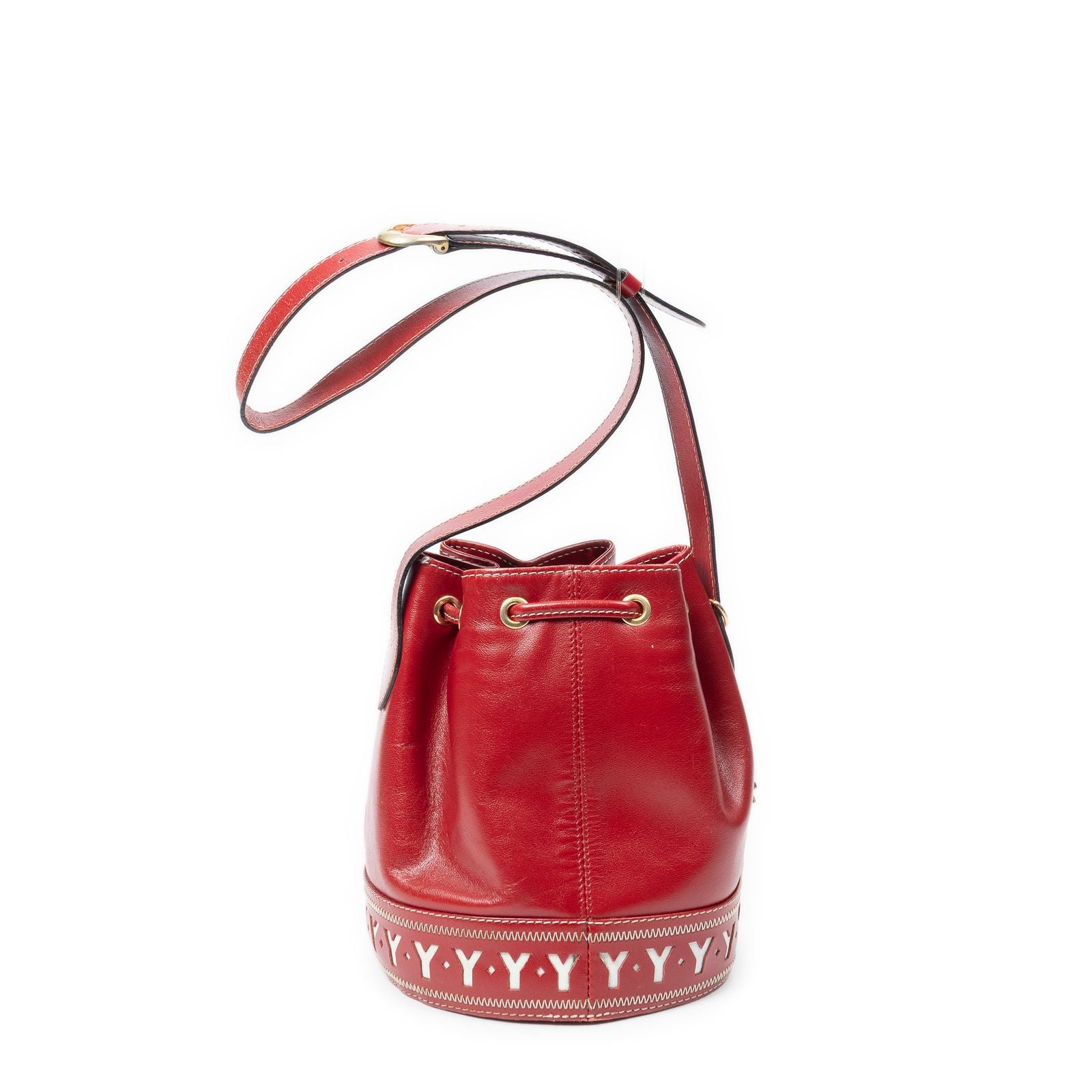 Saint Laurent Cutout Bucket Crossbody Red Leather — view 5