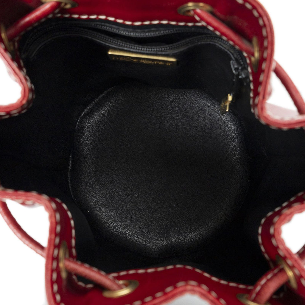 Saint Laurent Cutout Bucket Crossbody Red Leather — view 9